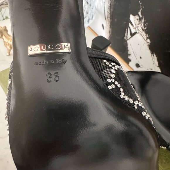 Gucci GG Monogram Rhinestone Crystal
Mesh Mules Heels NWT size 36 - Picture 6 of 10